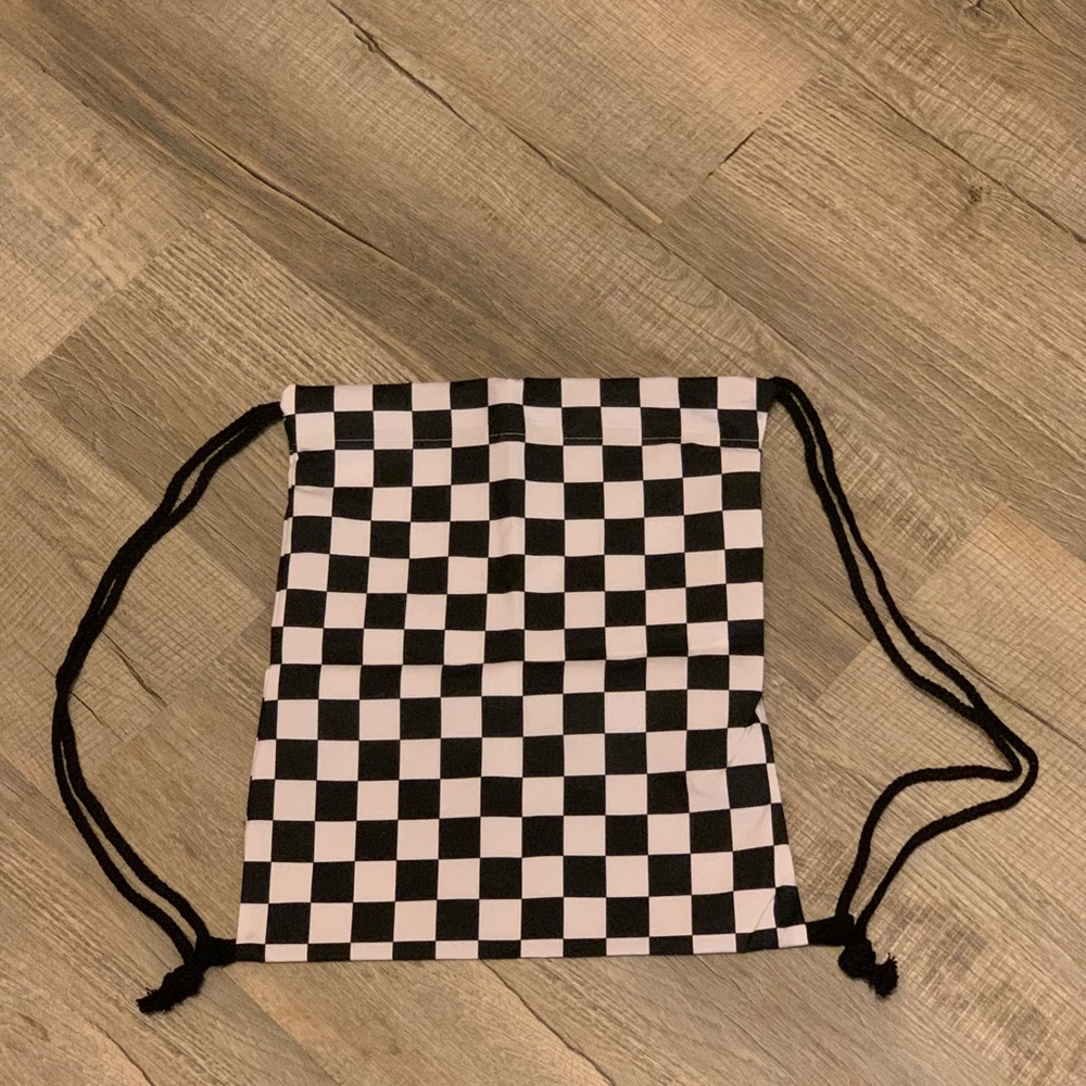 Checkered Drawstring Backpack